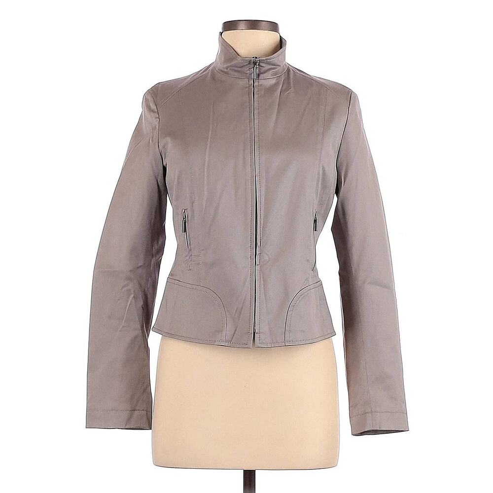 Akris Punto for Bergdorf Goodman Jacket Size 6 Women's Full‎ Zip Gray Moto Coat